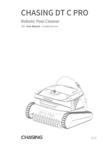 Front cover page of the Chasing DT C Pro robotic pool cleaner user manual for the corded version, featuring a line drawing schematic of the unit.