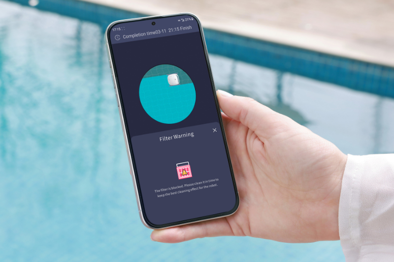 Monitor app for robotic pool cleaner